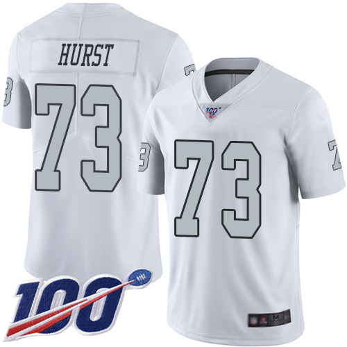 Men Oakland Raiders Limited White Maurice Hurst Jersey NFL Football #73 100th Season Rush Vapor Jersey->oakland raiders->NFL Jersey